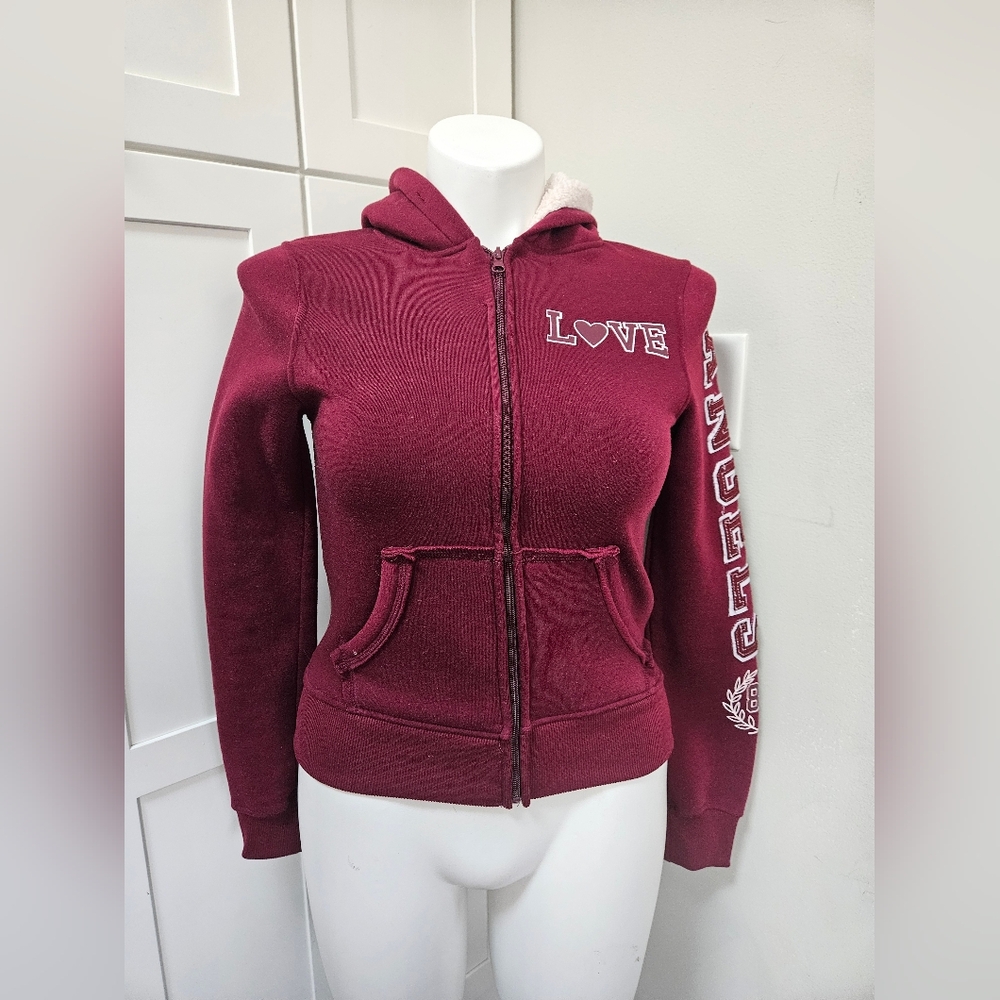 The Roma Collection Maroon Burgundy Zip Hoodie – Size XL